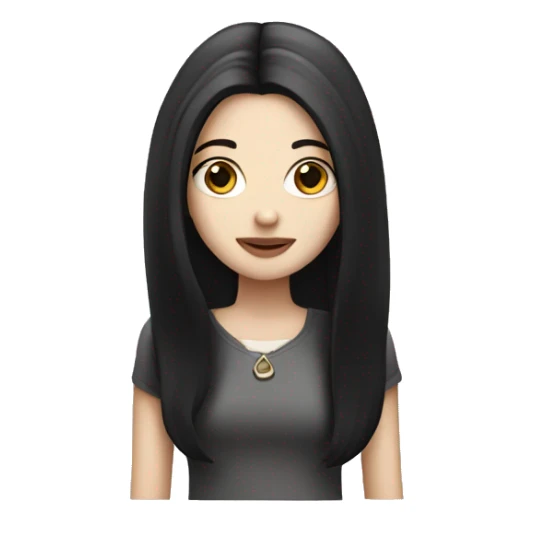 pale girl with long black hair with purse sticker
