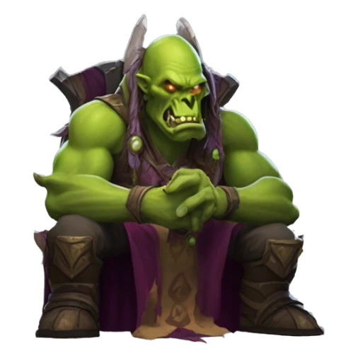 gul'dan from world of warcraft sitting on comput sticker