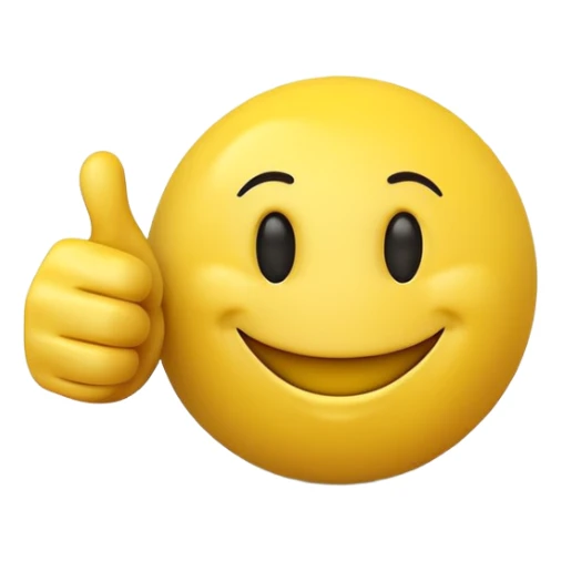 funny yellow smiley 3d face with thumbs up, uncanny sticker