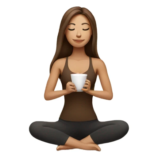 Yoga Woman long brown hair drinks coffee sticker