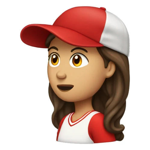 Brunette with long hair and a red baseball cap on backwards sticker