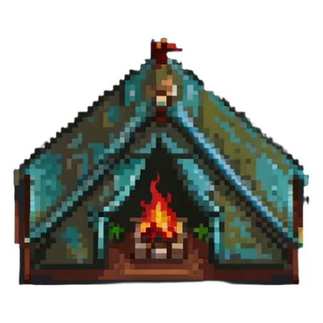 white and green camping tent sticker