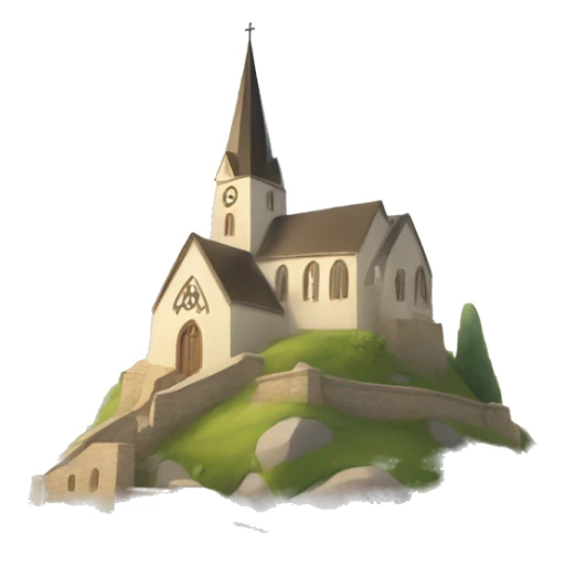 church and castle on hill sticker