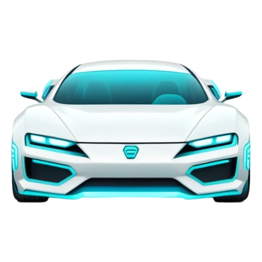 futuristic white and cyan cyberpunk car sticker