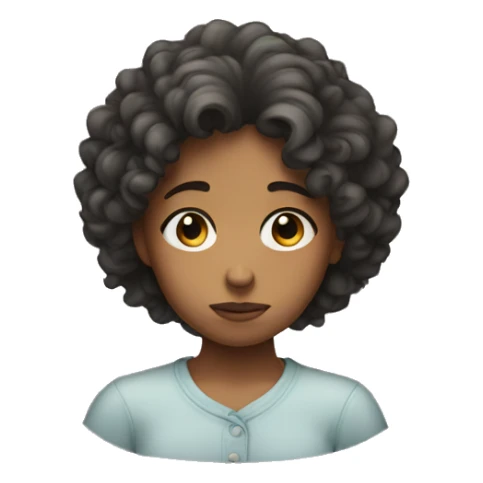 Sad girl with curly hair  sticker