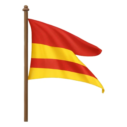 Yellow and red flag sticker