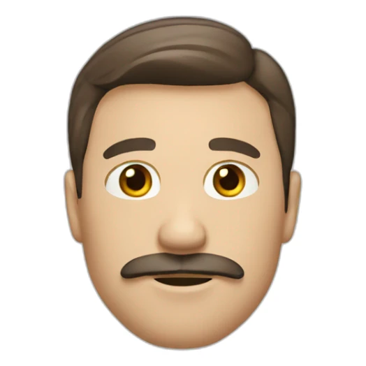 White guy with mustache and straight brown hair sticker
