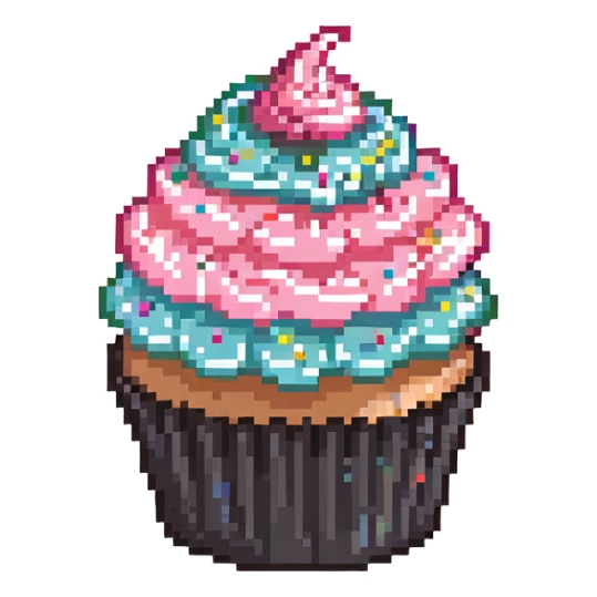 cupcake with pink icing and colorful sprinkles sticker