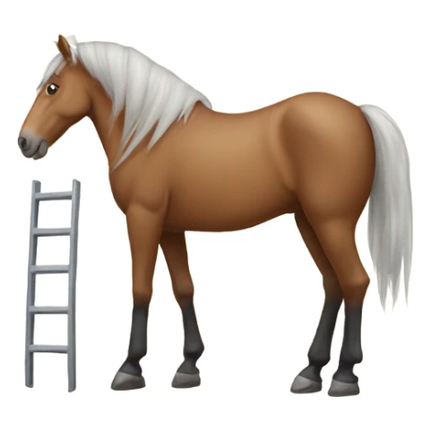 Horse with really long legs and a ladder sticker