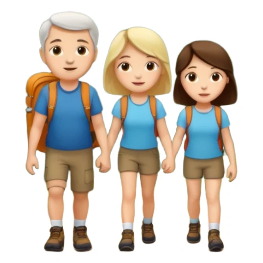 Vytvoř mi holčičku na výletě v lese s maminkou a tatínkem. sticker