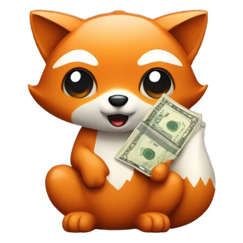 Cute-Fox-with-Money-sack-and-phone-in-left-hand sticker