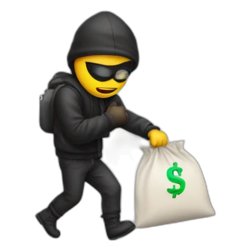 Thief Emoji Carrying bag dollars sticker