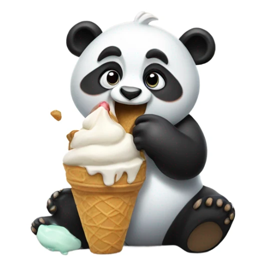 Panda eating ice cream sticker