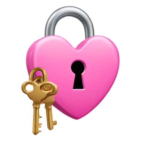 pink heart-shaped lock and key sticker