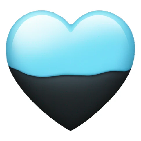 Half black and baby blue heart sticker