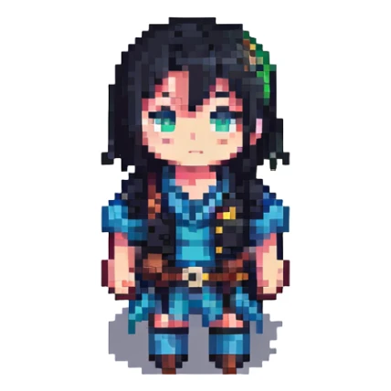 anime character in pixel art style sticker