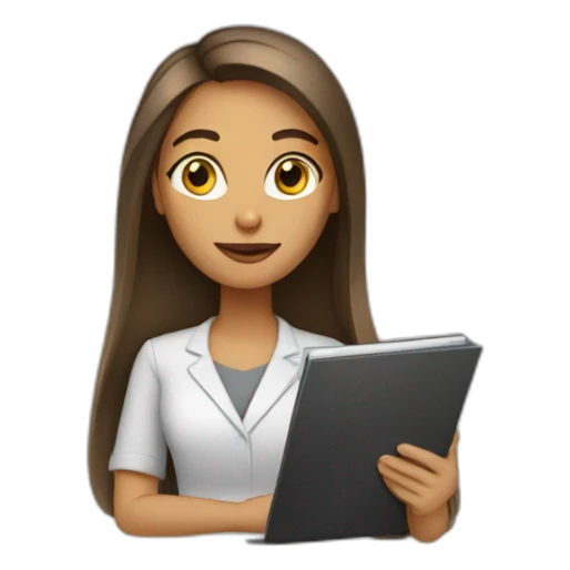 Long brow hair woman with a notebook at work sticker