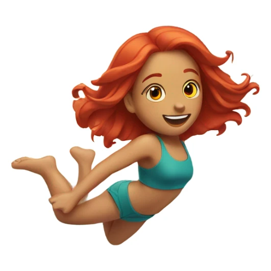 Girl flipping on beach with red hair sticker