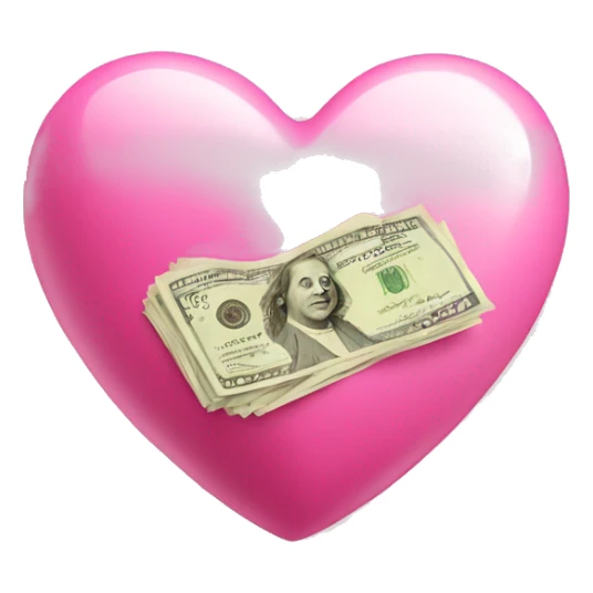 pink heart with money sticker