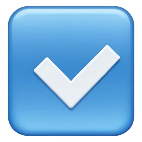 Un cuadrado azul con una palomita sticker