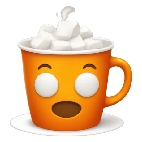 a coffe cup with marshmallow in orange color sticker