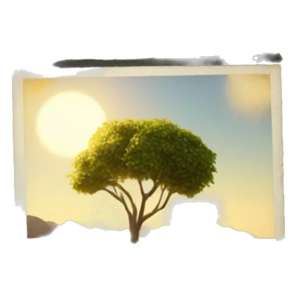 a simple polaroid film representing a sunny landscape, just the object itself sticker