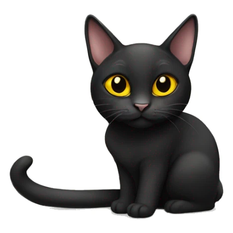Lop-eared Black cat with yellow eyes and  sticker
