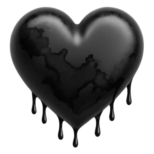 black ink blob heart emoji with ink streaks, isolated on white background, grunge, like pen stroke sticker