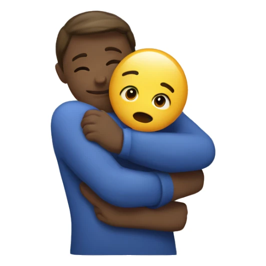 An emoji indicating a caring hug like the Facebook care emoji sticker