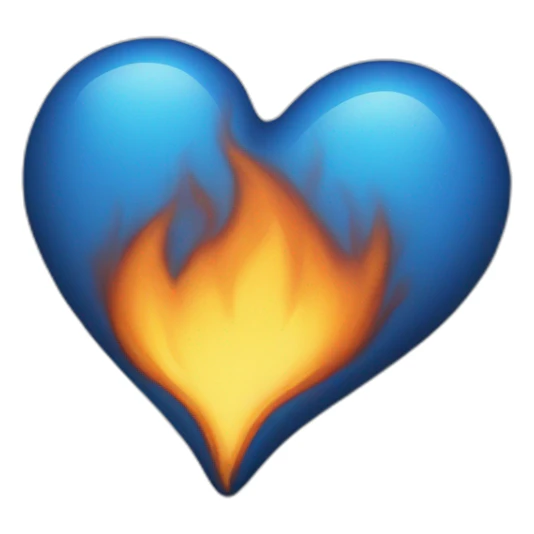 burning blue heart sticker