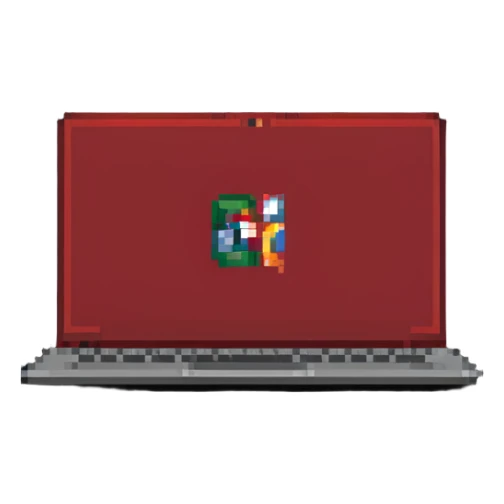 a red laptop having a logo that says cmv on the back of it sticker