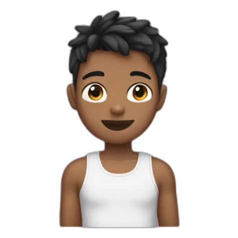 Boy with cat ears on his head and a cute crop top sticker