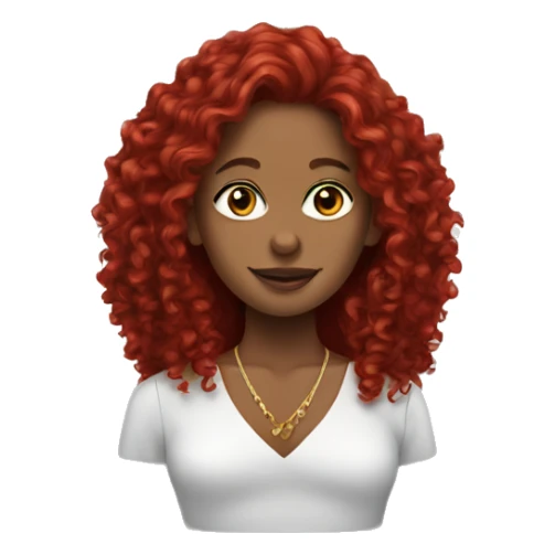 long hair,red curly,woman,Black,Earrings sticker