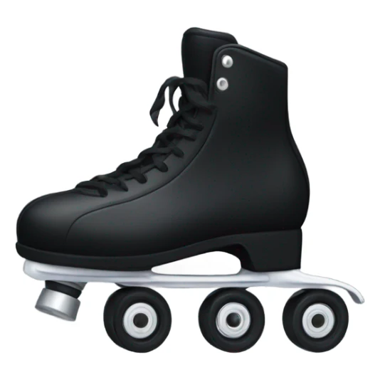 Pair of black roller skates with black wheels and black laces sticker