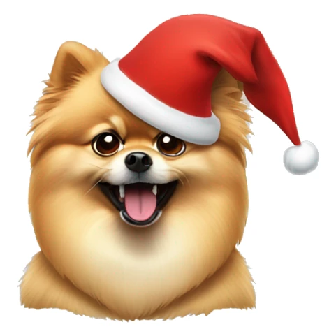 angry pomeranian in christmas hat sticker