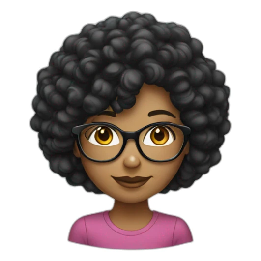 A girl with black curlly hair wearing glasses sticker