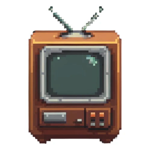old-school television with a retro design sticker