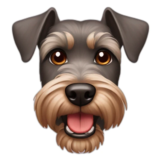 Brown schnauzer with a red nose and hazel eyes showing teeth sticker