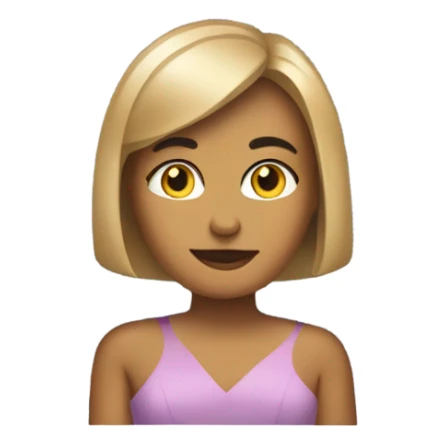 medium tone queen with a bob haircut seating looking forward on a mac laptop and show her dress sticker