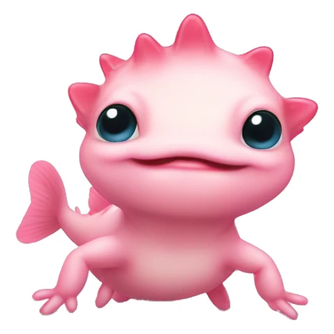 Cute little baby Axolotl with hearts sticker