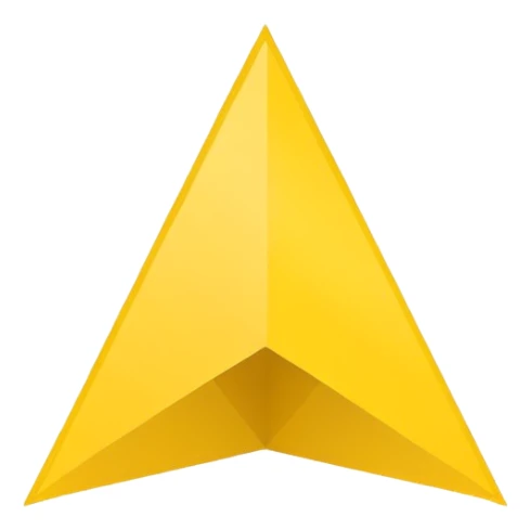 Emoji-style triangular flag, bright yellow, flat design, no folds or shading, simple and clean, minimalistic, centered on plain white or transparent background, high resolution sticker