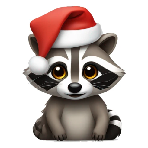 cute raccoon wearing santa hat sticker
