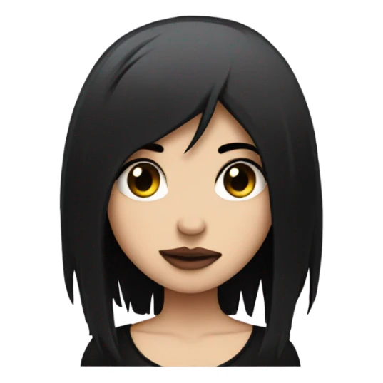 emo girl with black hair and piercing shows her heart sticker