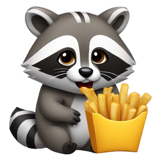 raccoon eating french fries sticker
