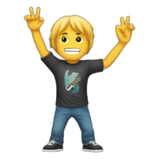 Rock music fan with his two raised hands making the horn sign with his hands sticker