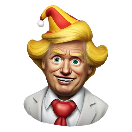 Hyper realistic Donald Trump with a clown costume on sticker