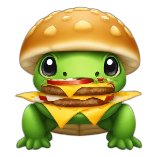 tortue avec hamburger sur la tête sticker