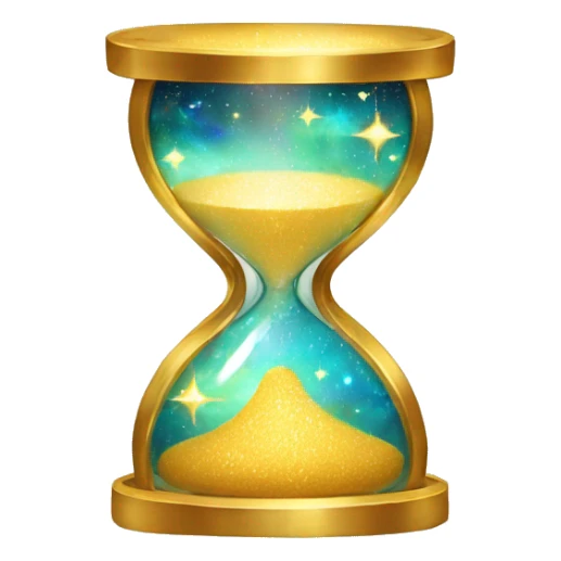Gilded sparkling shimmering hourglass with nebula galaxy golden inside sticker