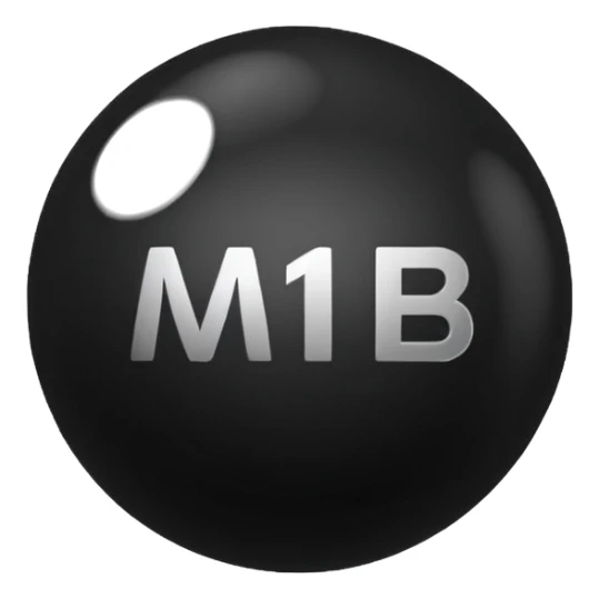 Black Ball with MB written on it. Nothing else no holes. sticker