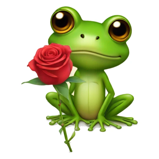 frog holds a rose sticker